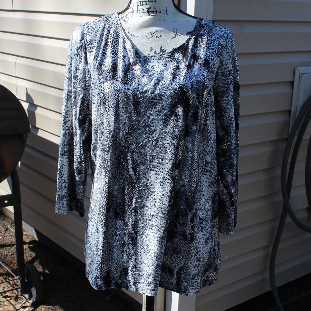 JM Collection Women's 3/4 Sleeve Large Top
